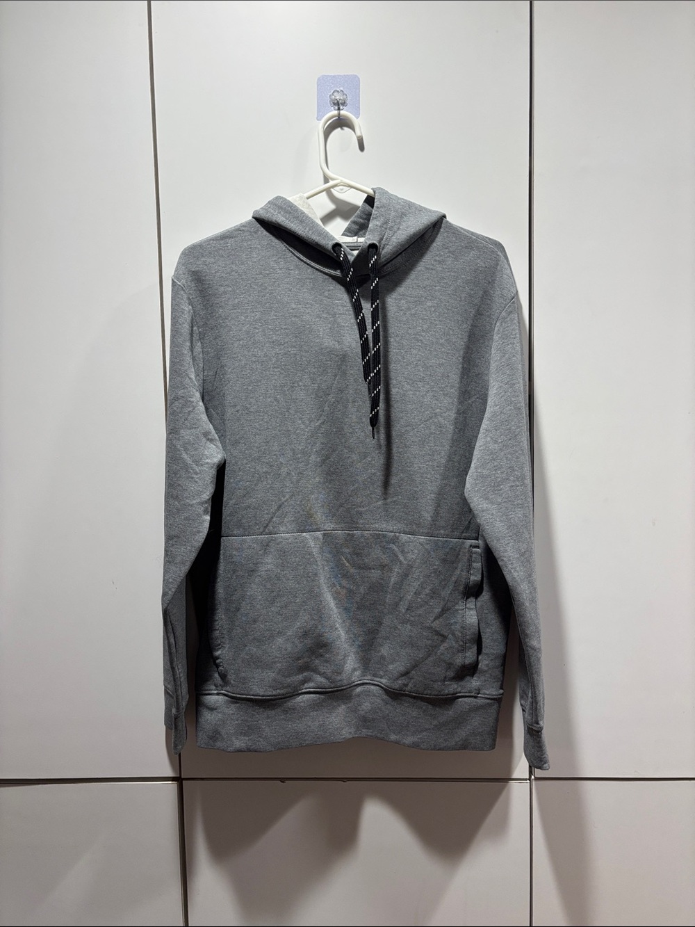 GAP Gray Hooded Sweatshirt with Black Contrast Drawstring